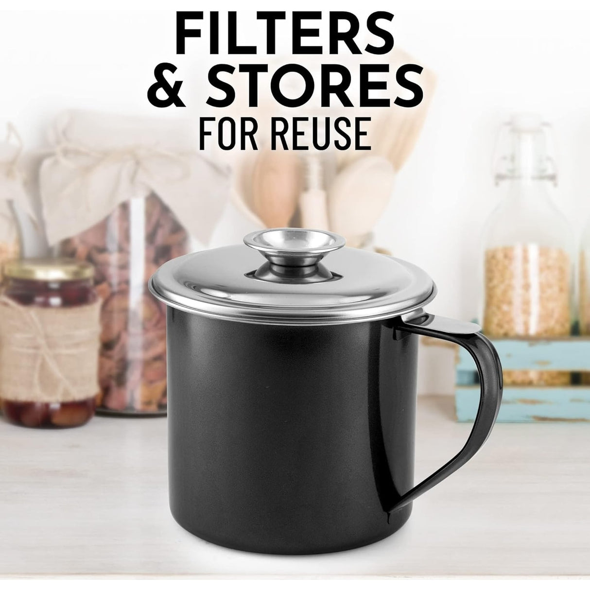 Bacon Grease Container With Strainer