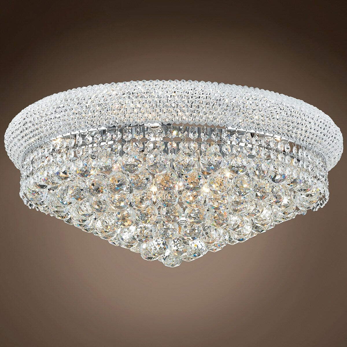 Bagel Design 12 Light 24" Chrome Flush With Clear European/Swarovski Crystals - 12.00