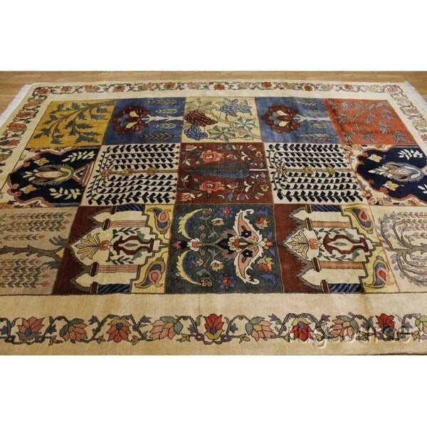 Bakhtiari Genuine Wool Handmade Wool Oriental Area Rug Persian Red - 9'8" x 7'0"