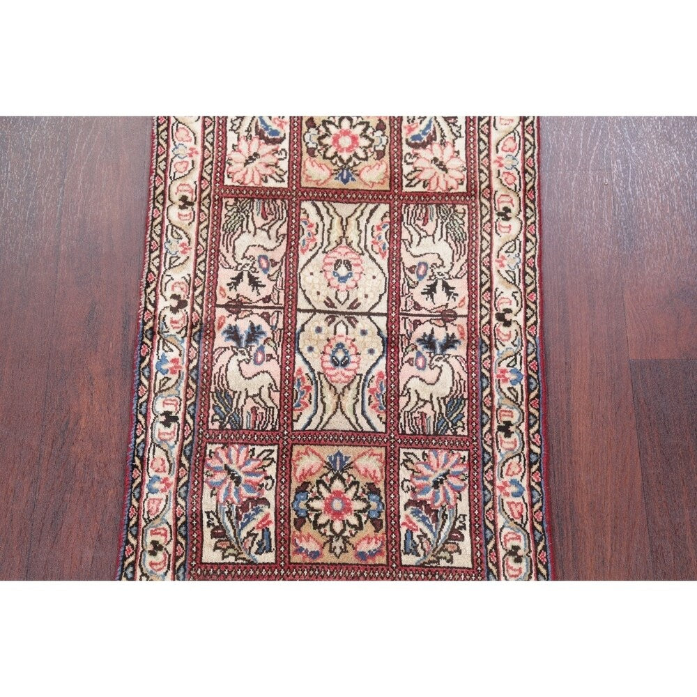 Bakhtiari Geometric Garden Design Handmade Wool Persian Rug - 4'10" x 2'0" Runner