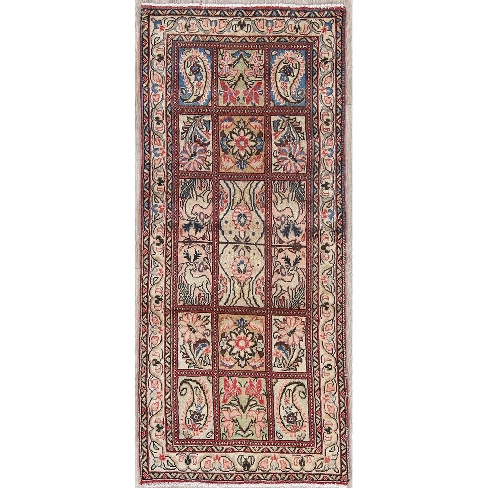 Bakhtiari Geometric Garden Design Handmade Wool Persian Rug - 4'10" x 2'0" Runner
