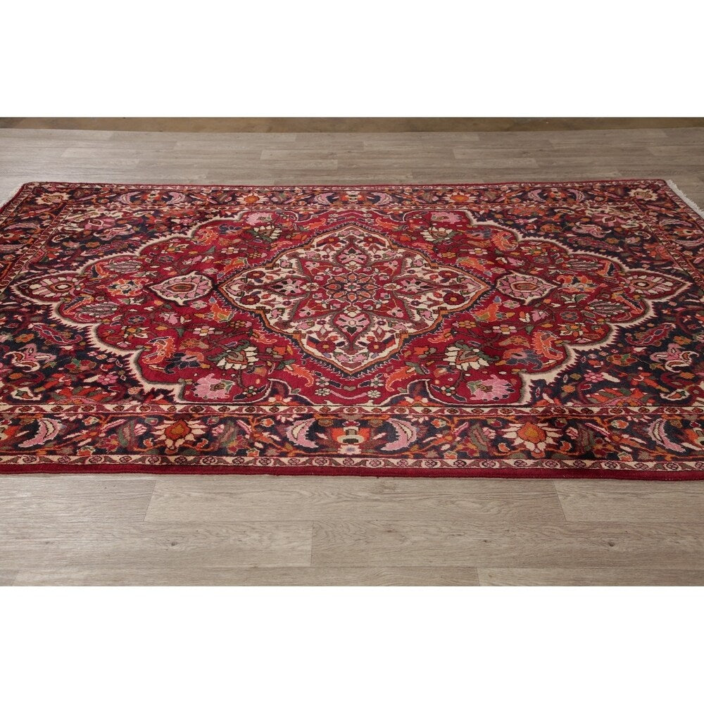 Bakhtiari Medallion Oriental Hand Knotted Wool Persian Area Rug - 9'9" x 6'8"