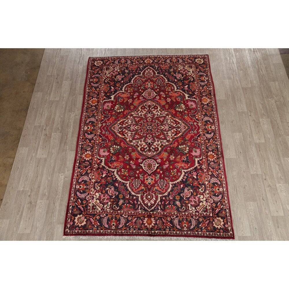 Bakhtiari Medallion Oriental Hand Knotted Wool Persian Area Rug - 9'9" x 6'8"