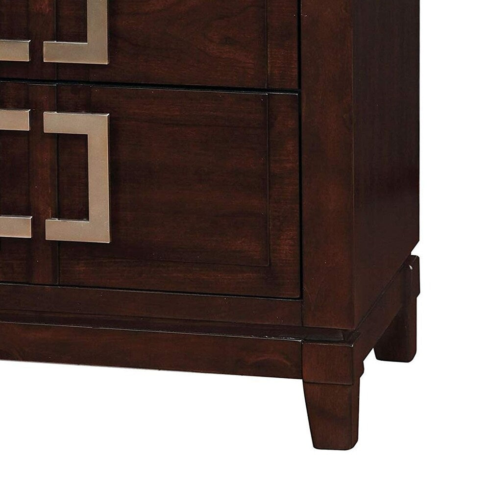 Balfour Transitional Night Stand In Brown Cherry Finish