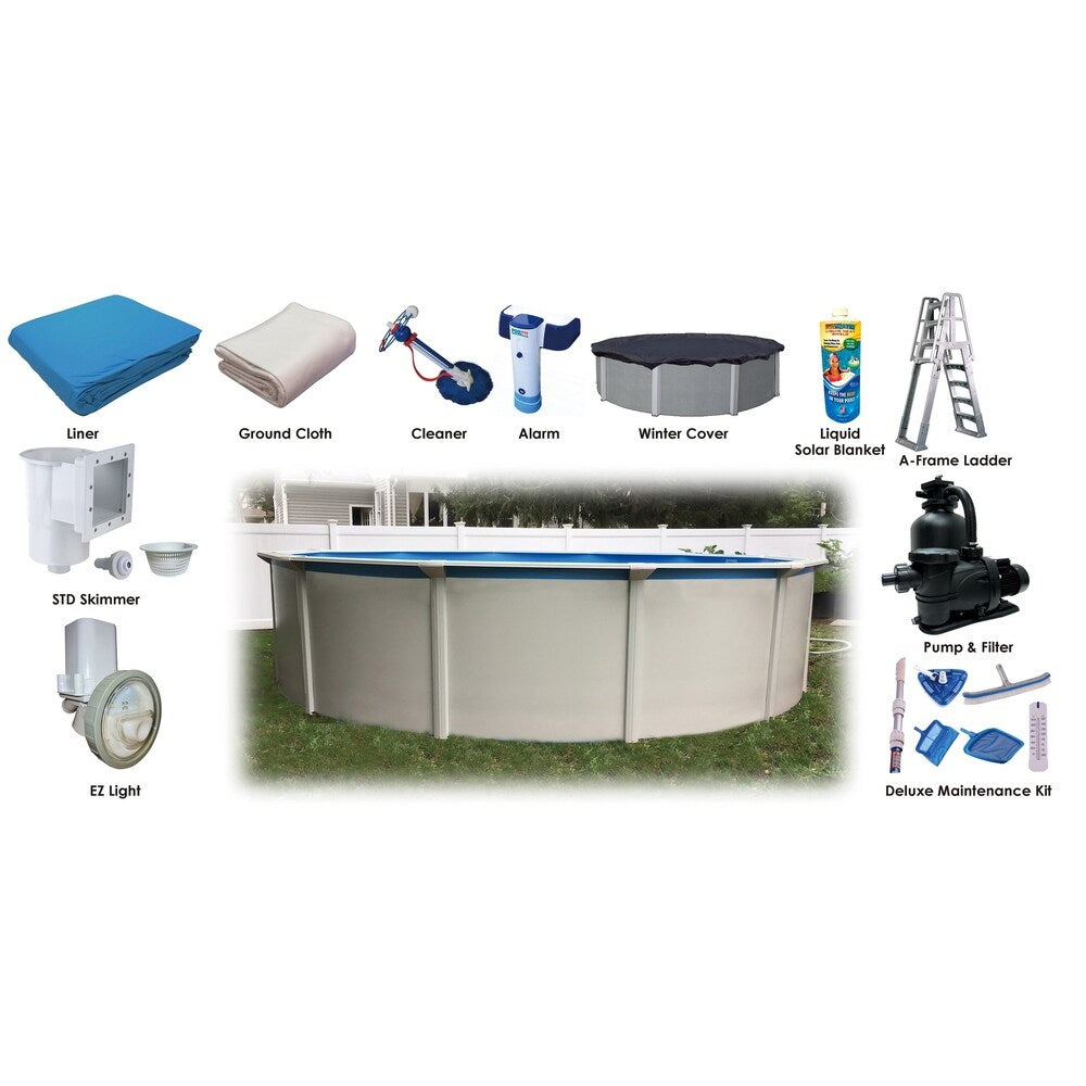Bali 24' Round 52" Steel Wall Above Ground Pool Ultimate Package