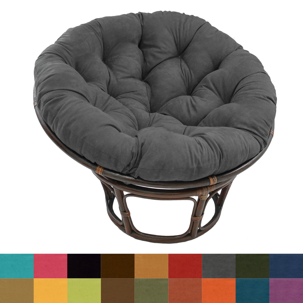 Bali 42-inch Rattan Papasan Chair with Microsuede Cushion