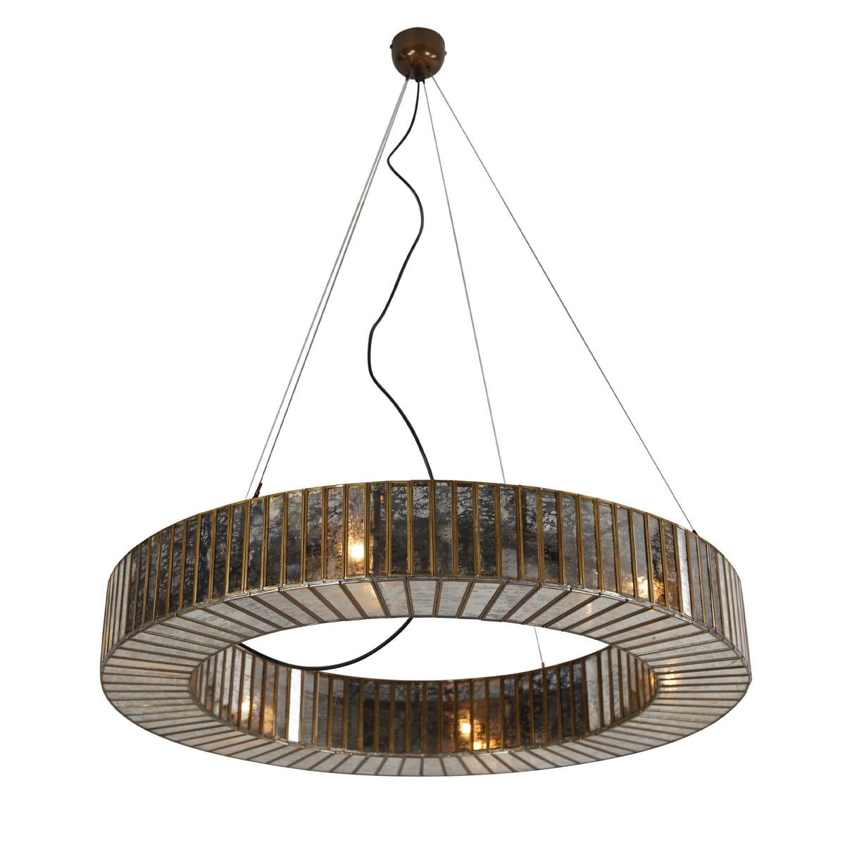 Bali Boho Round Glass Hanging Pendant Light - 3' x 5