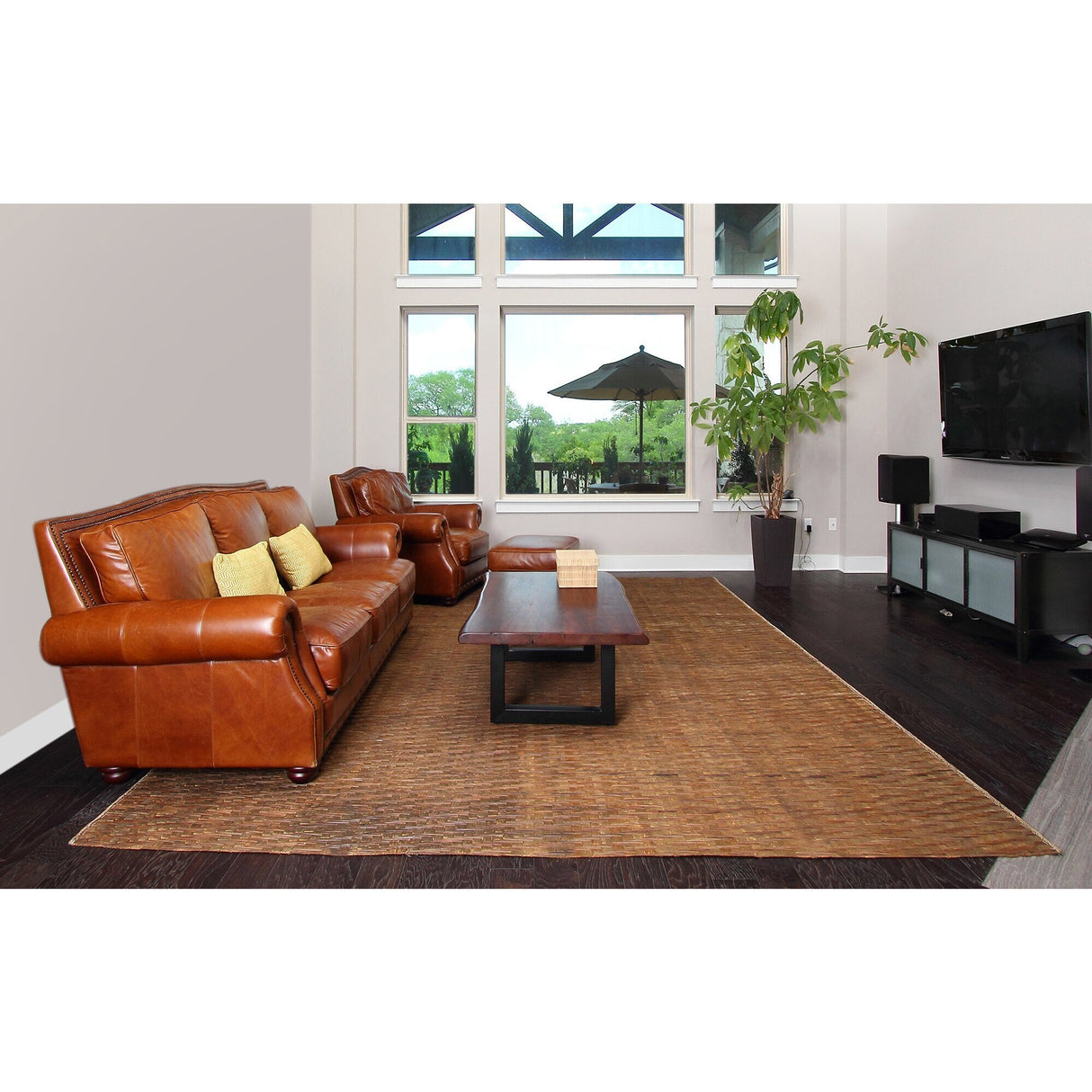 Bali Chestnut Woven Natural Bamboo & Rattan Area Rug