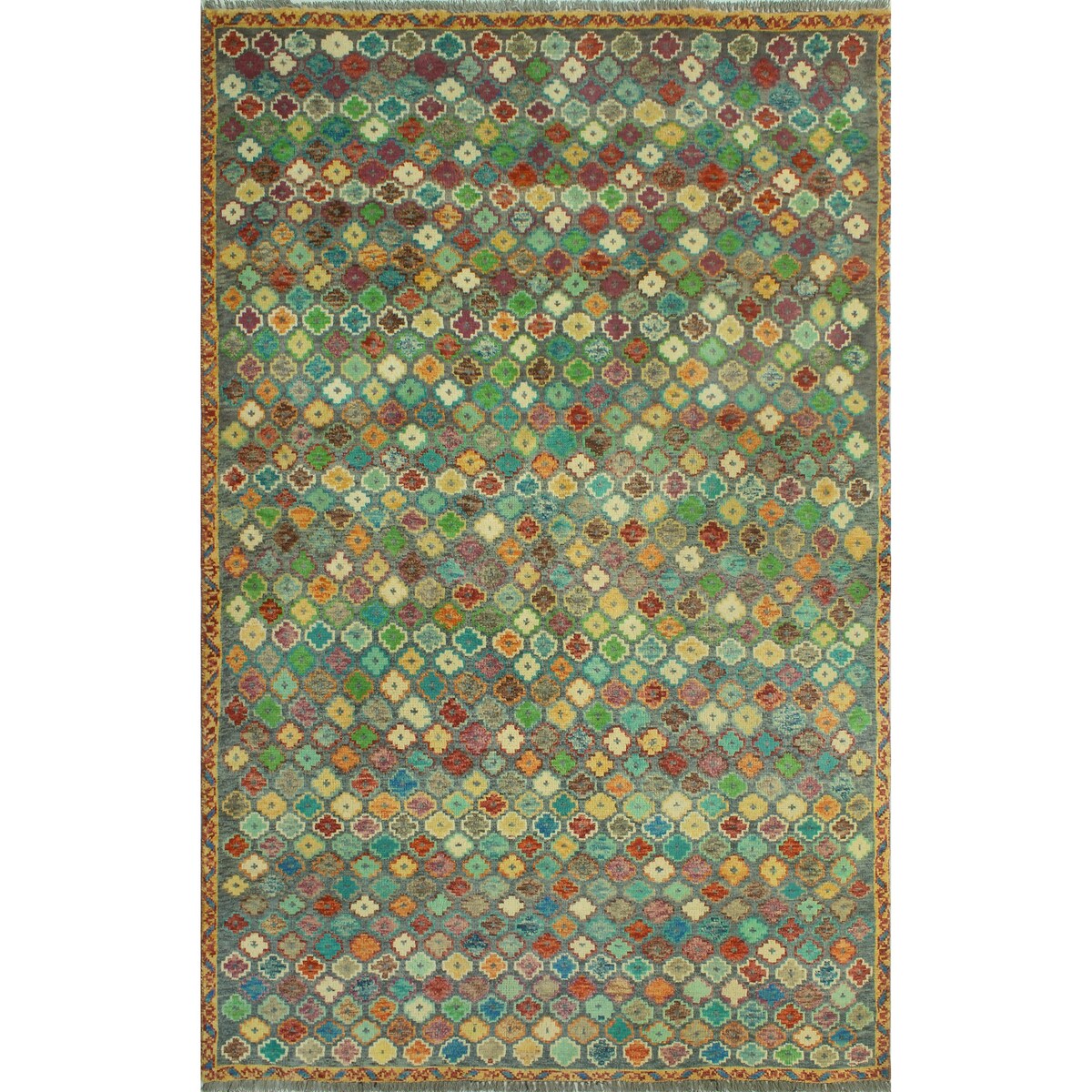 Balochi Fayre Grey/Gold Rug - 4'9" x 8'1"