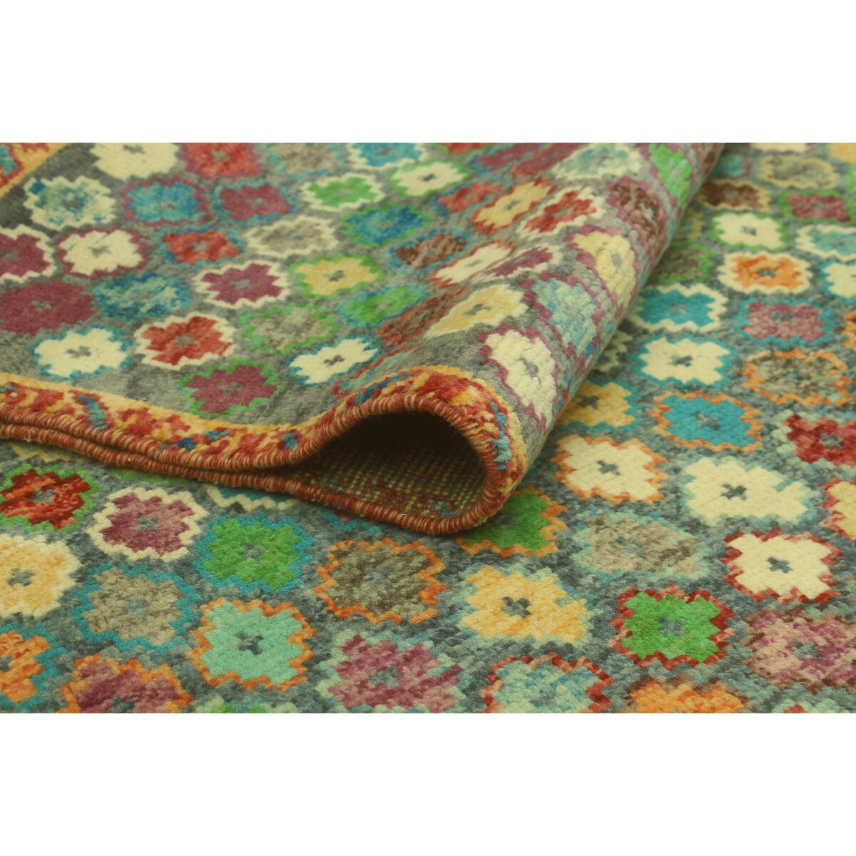 Balochi Fayre Grey/Gold Rug - 4'9" x 8'1"