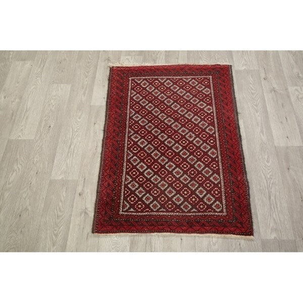Balouch Afghanistan Geometric Area Rug Wool Hand Knotted - 3'5" x 2'4"