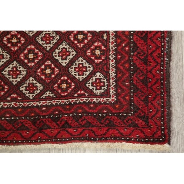 Balouch Afghanistan Geometric Area Rug Wool Hand Knotted - 3'5" x 2'4"