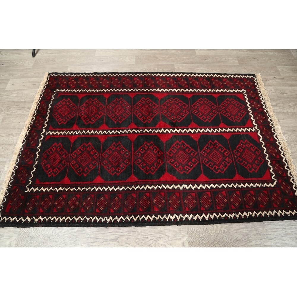 Balouch Geometric Hand Knotted Wool Persian Area Rug - 6'3" x 4'3"