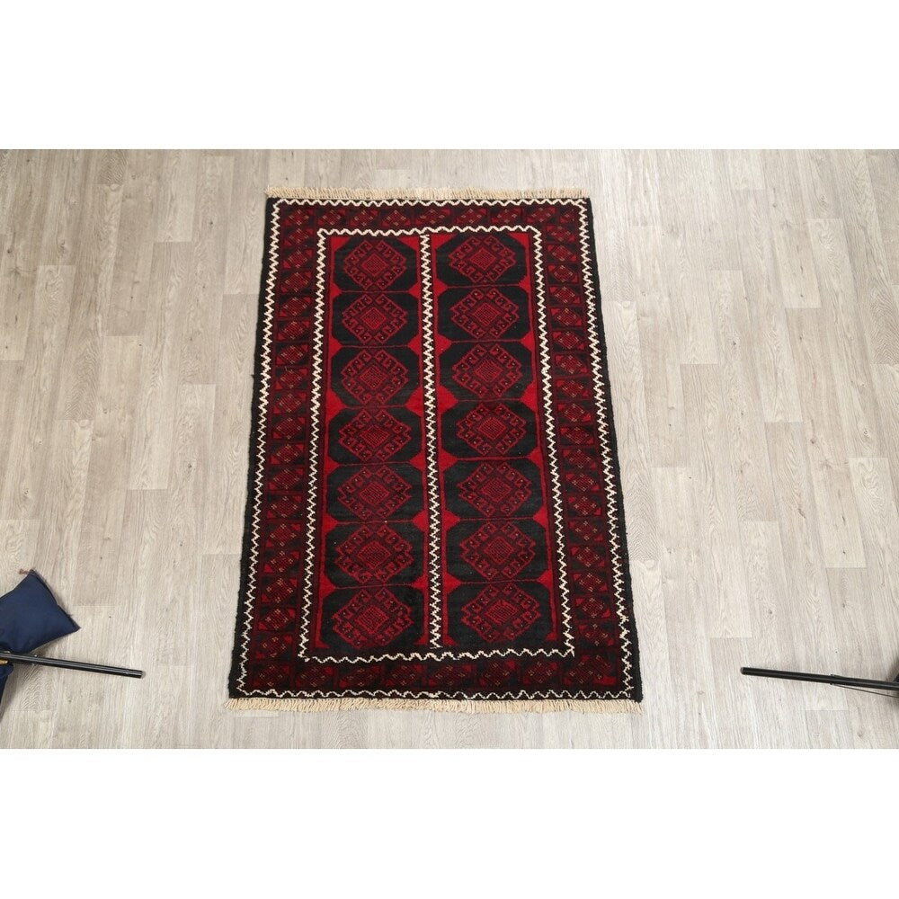 Balouch Geometric Hand Knotted Wool Persian Area Rug - 6'3" x 4'3"
