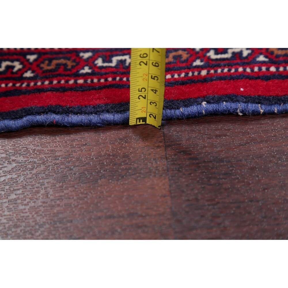 Balouch Geometric Hand-Knotted Wool Persian Oriental Area Rug - 3'7" x 2'9"