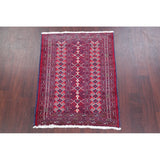 Balouch Geometric Hand-Knotted Wool Persian Oriental Area Rug - 3'7" x 2'9"