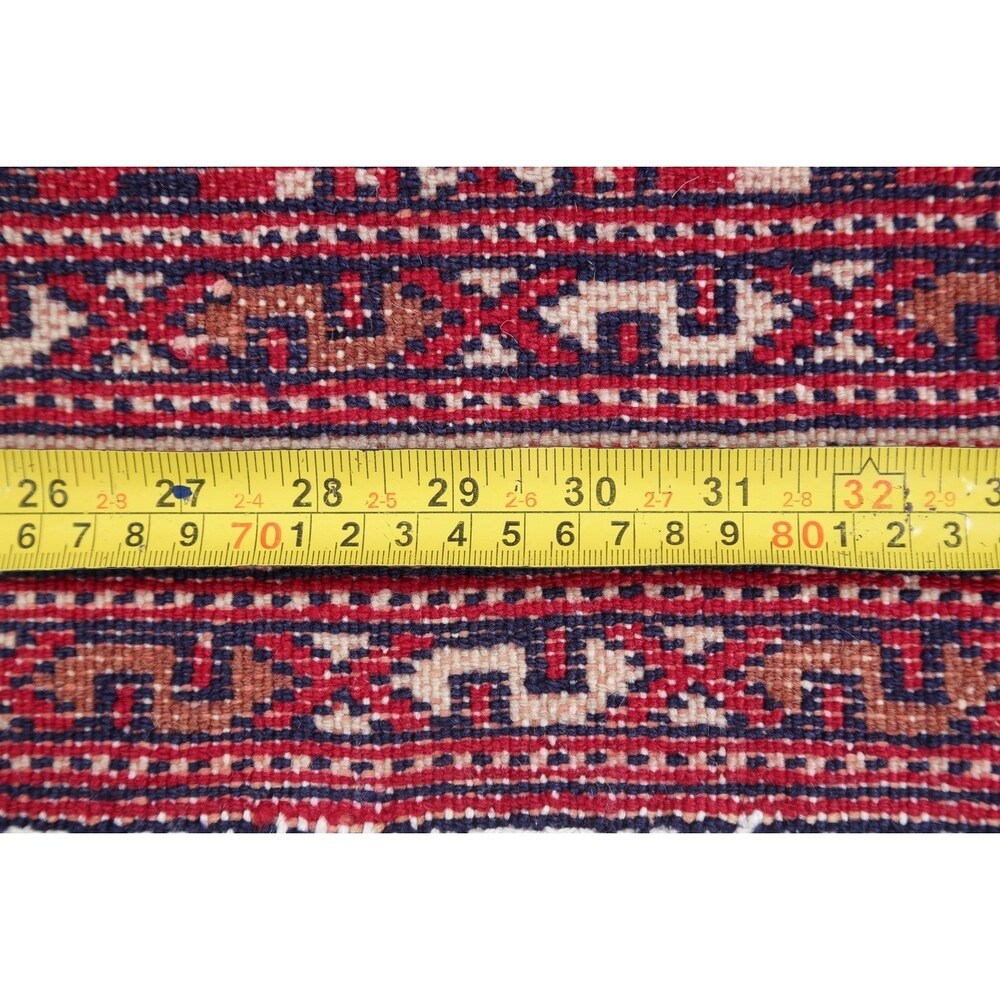 Balouch Geometric Hand-Knotted Wool Persian Oriental Area Rug - 3'7" x 2'9"