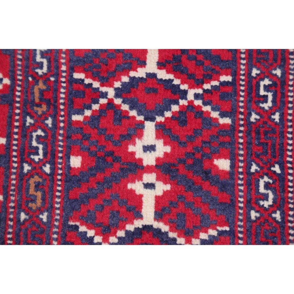 Balouch Geometric Hand-Knotted Wool Persian Oriental Area Rug - 3'7" x 2'9"