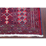 Balouch Geometric Hand-Knotted Wool Persian Oriental Area Rug - 3'7" x 2'9"