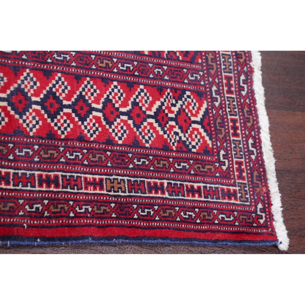 Balouch Geometric Hand-Knotted Wool Persian Oriental Area Rug - 3'7" x 2'9"