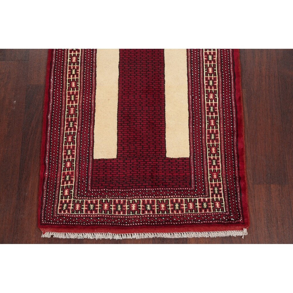 Balouch Geometric Hand-Knotted Wool Persian Oriental Area Rug - 3'9" x 2'7"