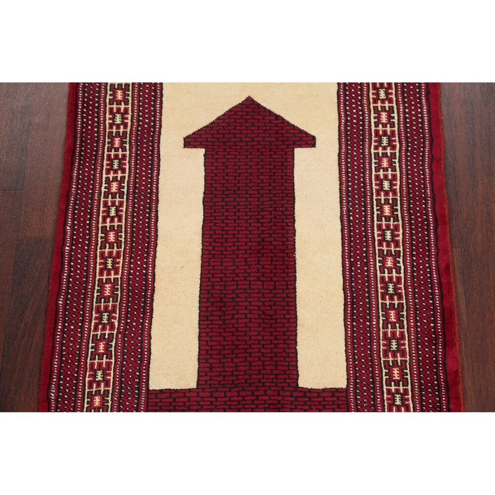 Balouch Geometric Hand-Knotted Wool Persian Oriental Area Rug - 3'9" x 2'7"