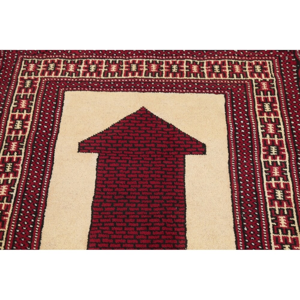 Balouch Geometric Hand-Knotted Wool Persian Oriental Area Rug - 3'9" x 2'7"