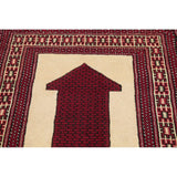 Balouch Geometric Hand-Knotted Wool Persian Oriental Area Rug - 3'9" x 2'7"