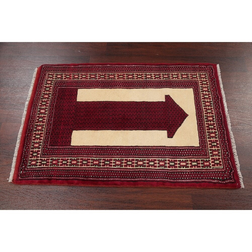 Balouch Geometric Hand-Knotted Wool Persian Oriental Area Rug - 3'9" x 2'7"