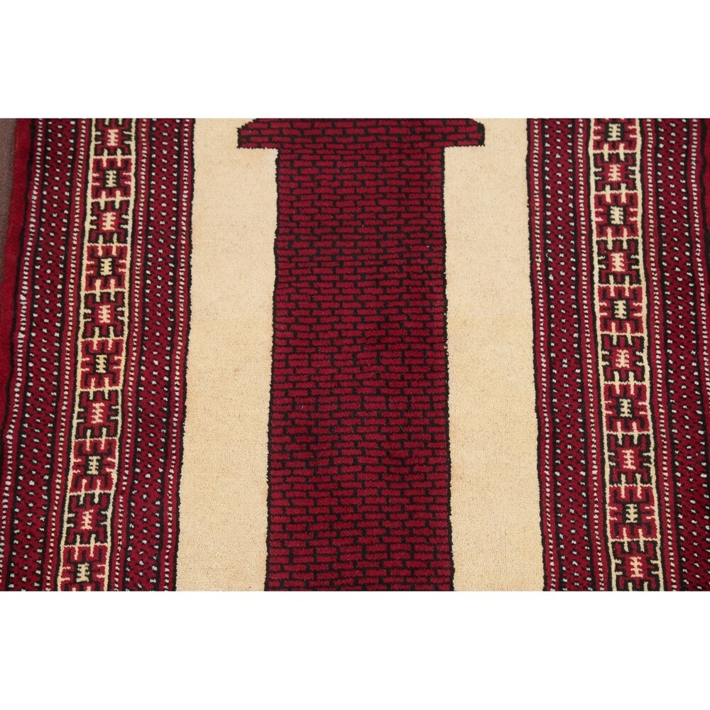 Balouch Geometric Hand-Knotted Wool Persian Oriental Area Rug - 3'9" x 2'7"
