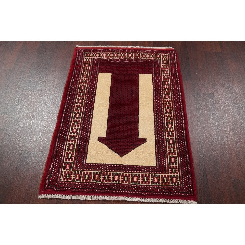 Balouch Geometric Hand-Knotted Wool Persian Oriental Area Rug - 3'9" x 2'7"