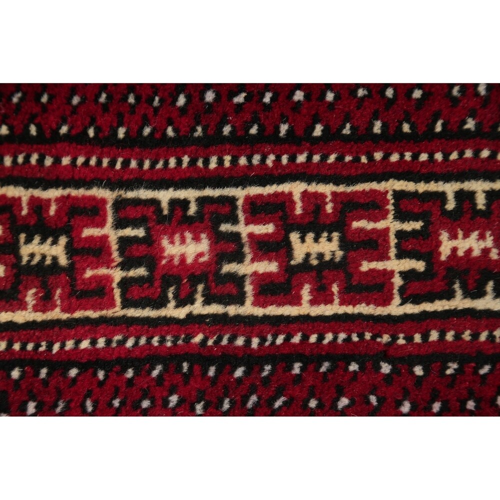 Balouch Geometric Hand-Knotted Wool Persian Oriental Area Rug - 3'9" x 2'7"