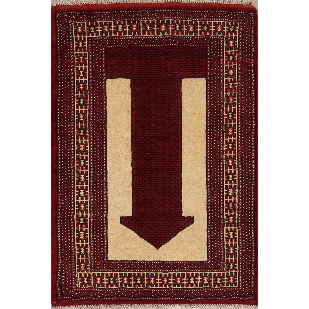 Balouch Geometric Hand-Knotted Wool Persian Oriental Area Rug - 3'9" x 2'7"