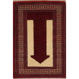 Balouch Geometric Hand-Knotted Wool Persian Oriental Area Rug - 3'9" x 2'7"