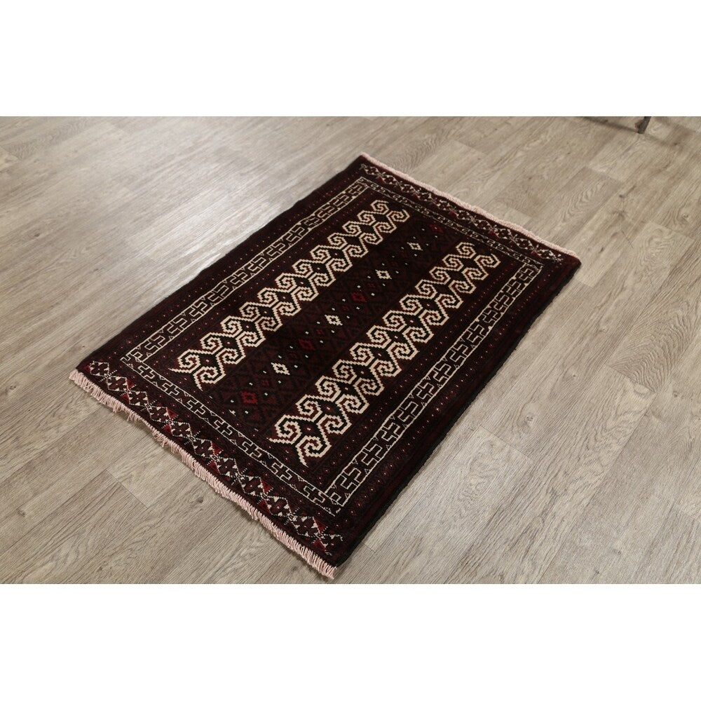Balouch Hand Knotted Woolen Persian Geometric Area Rug - 3'9" x 2'8"