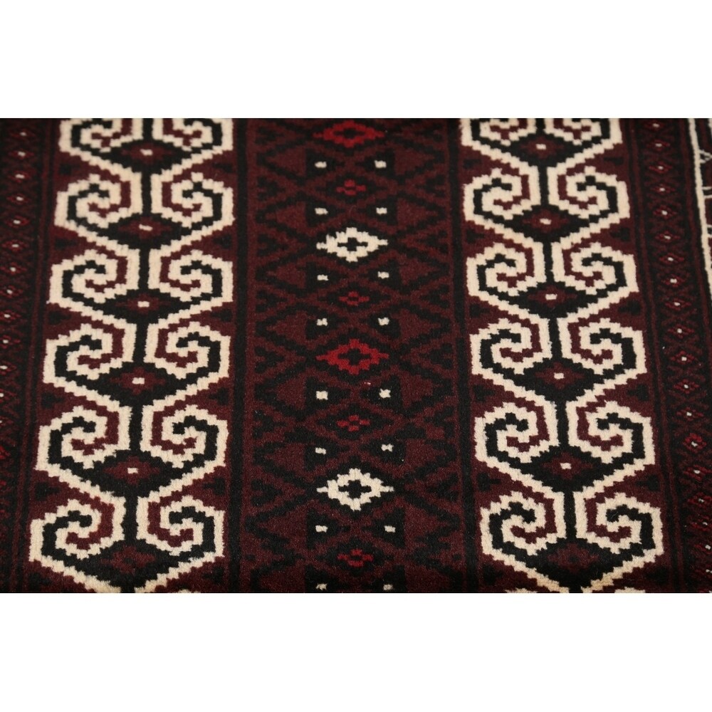 Balouch Hand Knotted Woolen Persian Geometric Area Rug - 3'9" x 2'8"