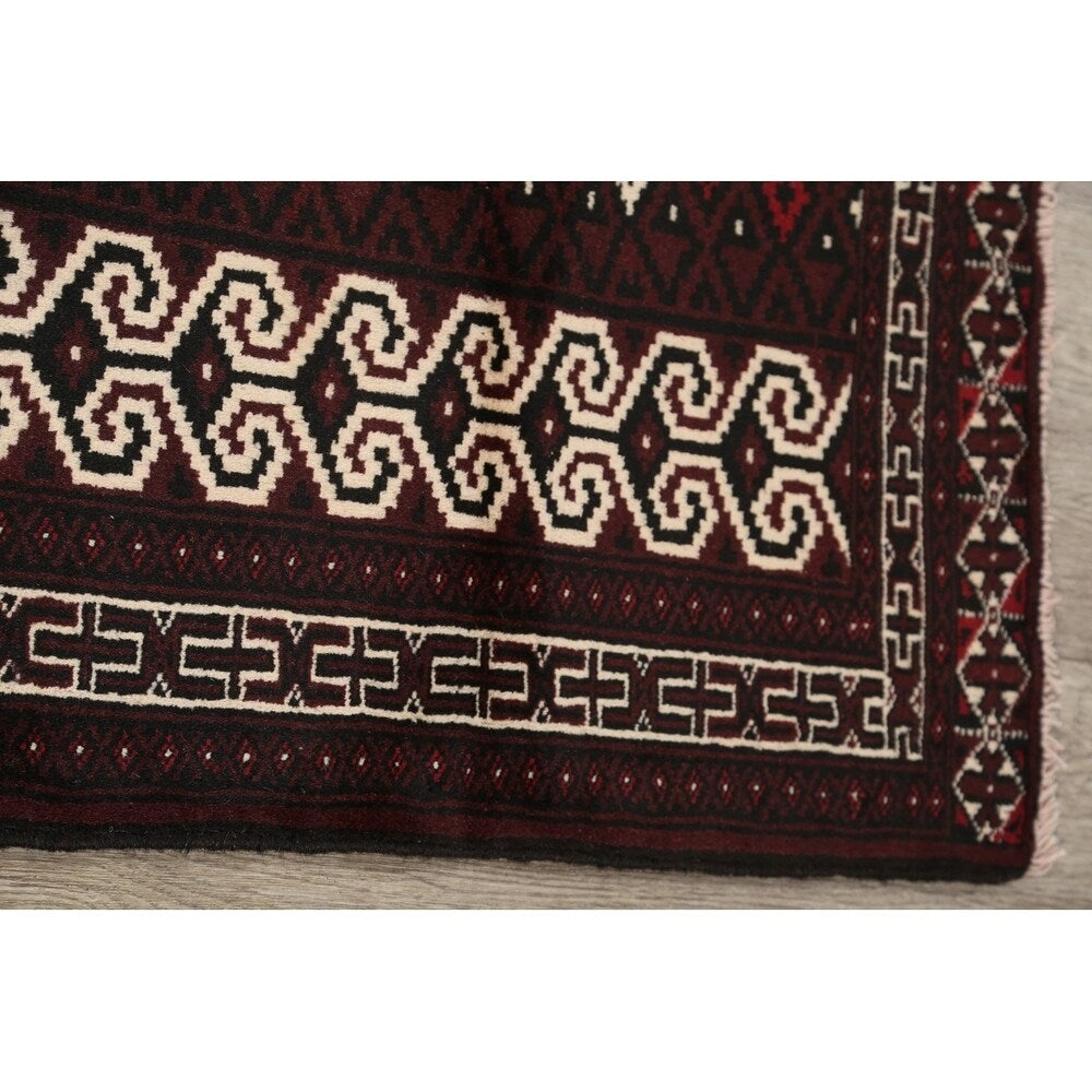 Balouch Hand Knotted Woolen Persian Geometric Area Rug - 3'9" x 2'8"