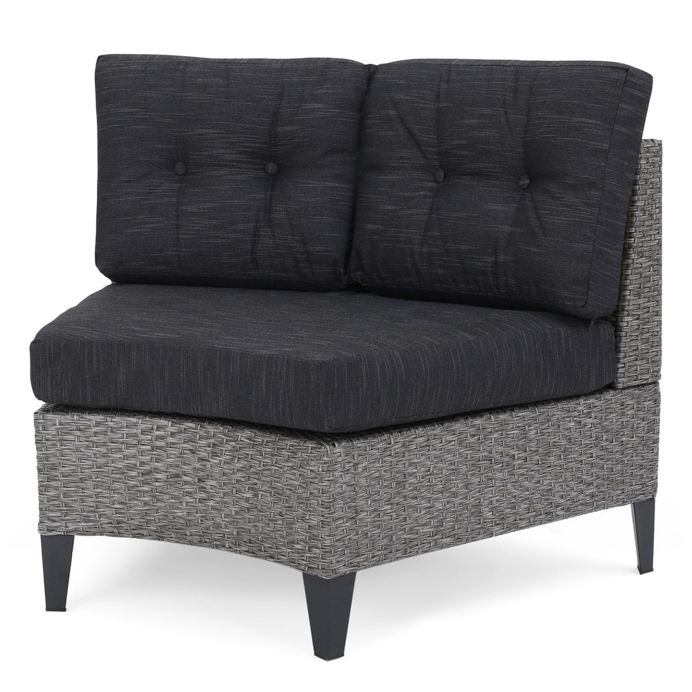 Baltaire Outdoor Round 4 Seater Wicker Sectional Set with Fire Pit and Tank Holder by Christopher Knight Home