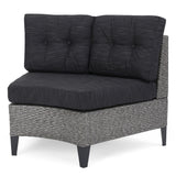 Baltaire Outdoor Round 4 Seater Wicker Sectional Set with Fire Pit and Tank Holder by Christopher Knight Home
