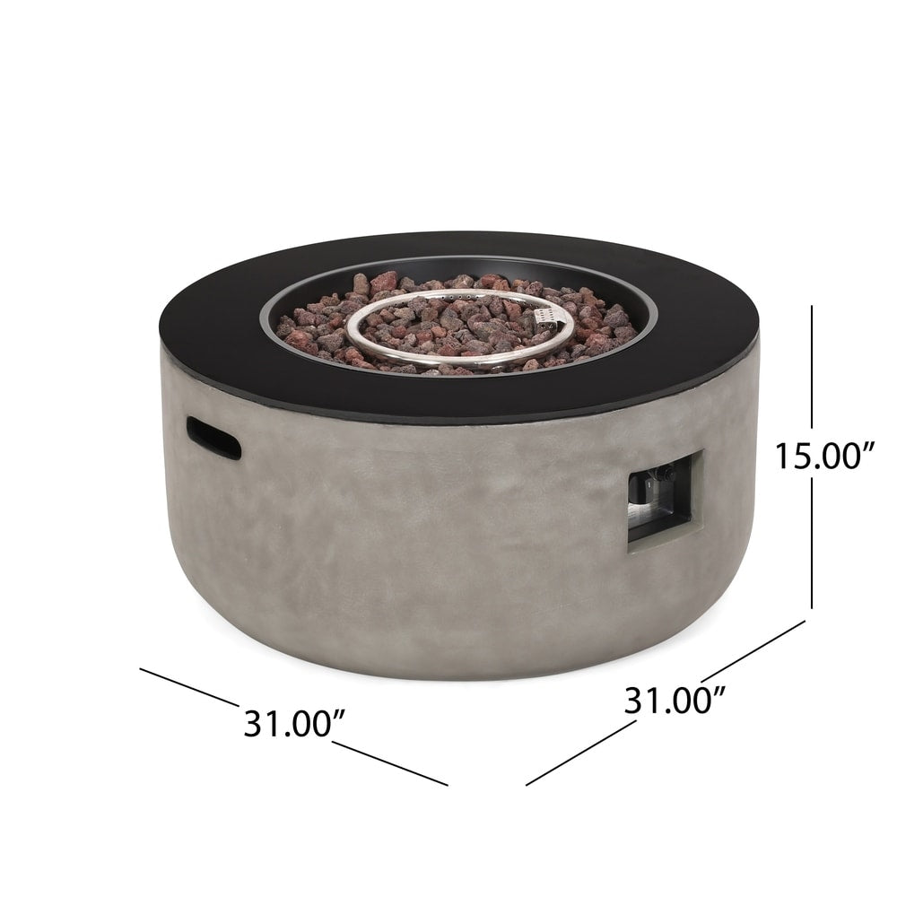 Baltaire Outdoor Round 4 Seater Wicker Sectional Set with Fire Pit and Tank Holder by Christopher Knight Home