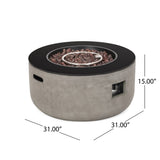 Baltaire Outdoor Round 4 Seater Wicker Sectional Set with Fire Pit and Tank Holder by Christopher Knight Home