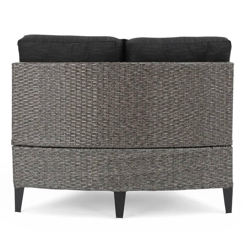 Baltaire Outdoor Round 4 Seater Wicker Sectional Set with Fire Pit and Tank Holder by Christopher Knight Home