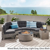 Baltaire Outdoor Round 4 Seater Wicker Sectional Set with Fire Pit and Tank Holder by Christopher Knight Home