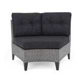 Baltaire Outdoor Round 8 Seater Wicker Sectional Set with Fire Pit and Tank Holder by Christopher Knight Home