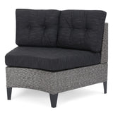 Baltaire Outdoor Round 8 Seater Wicker Sectional Set with Fire Pit and Tank Holder by Christopher Knight Home