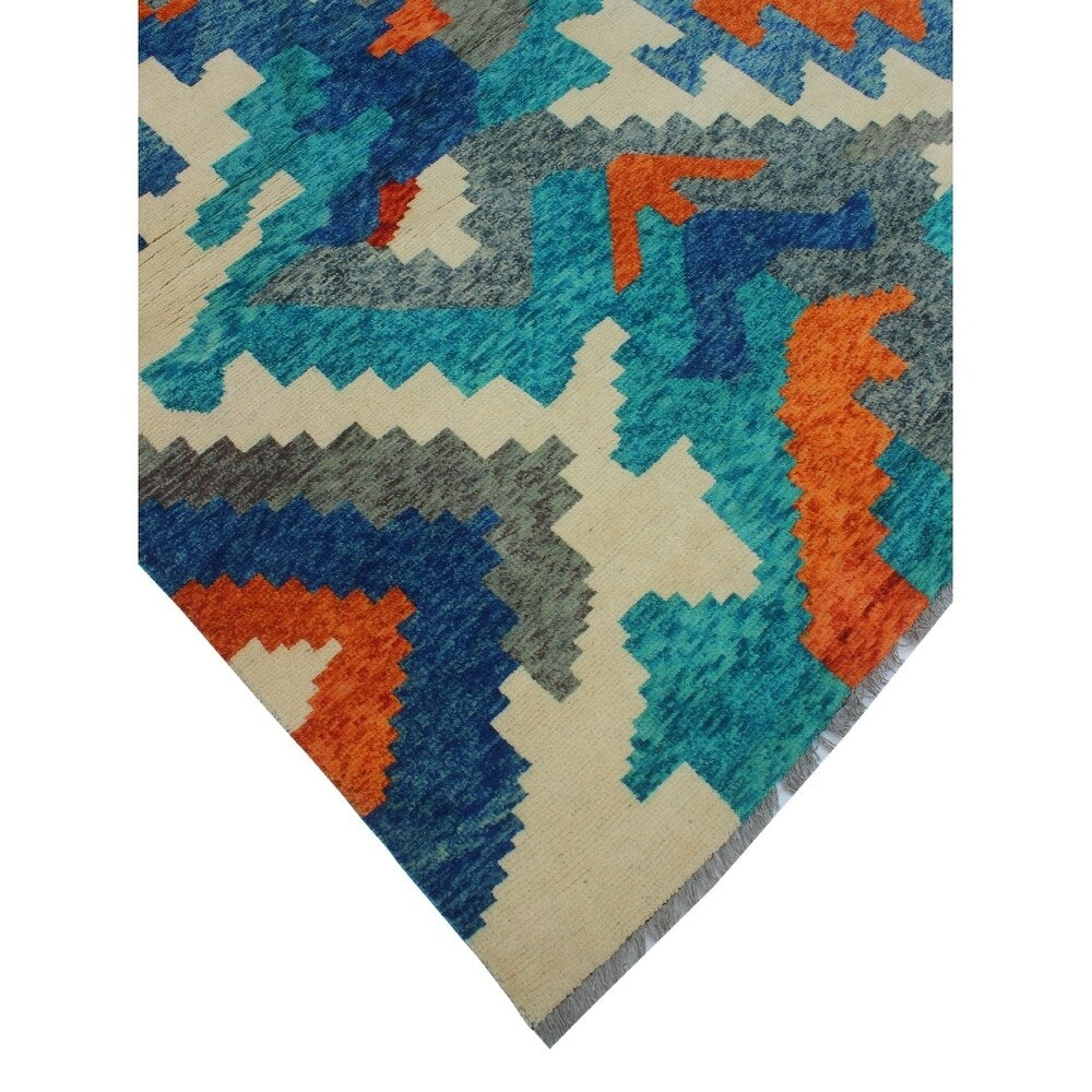 Noori Rug Balochi Adesola Teal Blue/Beige Rug - 4'11 x 6'6