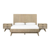 Baly Acacia Wood 3 Piece Platform Bedroom Set with 2 Nightstands