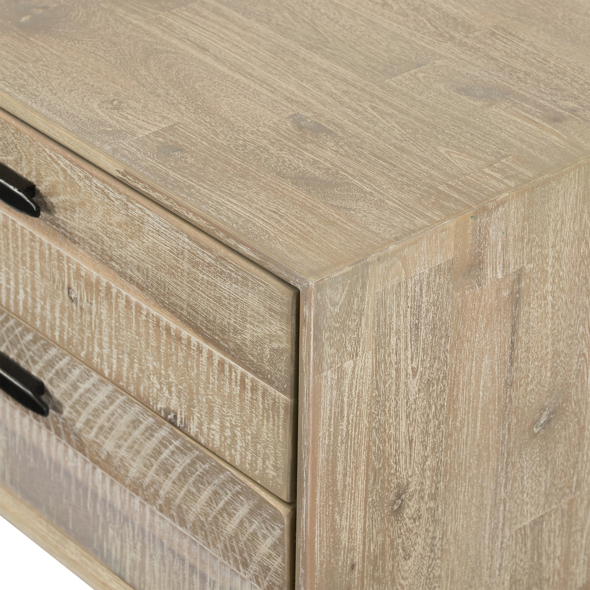 Baly Acacia Wood 3 Piece Platform Bedroom Set with 2 Nightstands