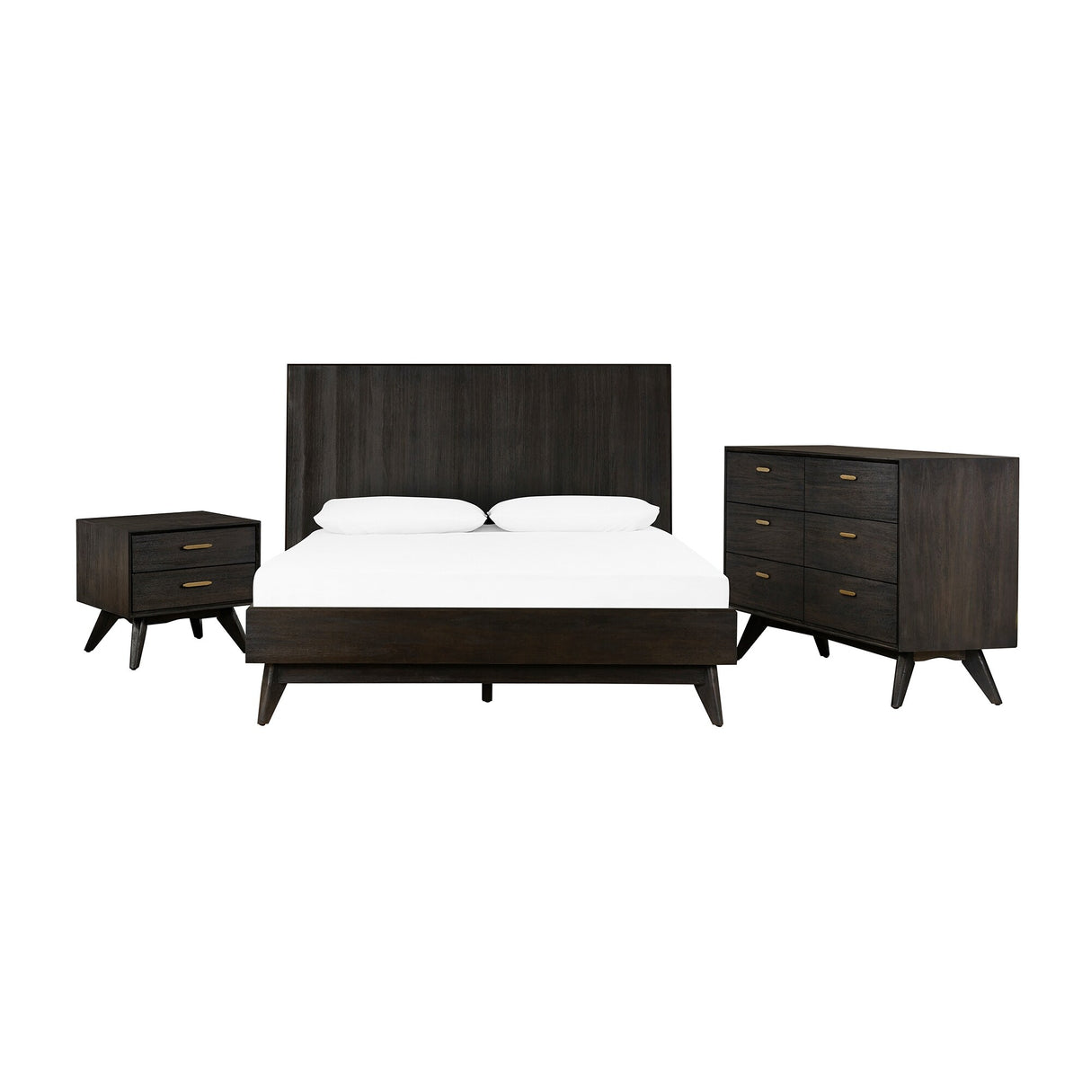 Baly Acacia Wood 3 Piece Platform Bedroom Set with 2 Nightstands