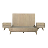 Baly Acacia Wood 3 Piece Platform Bedroom Set with 2 Nightstands